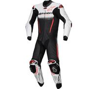 Alpinestars GP-R7 Mono de moto de cuero de 1 pieza, blanco/negro/rojo, Talla 50