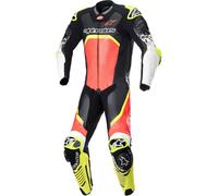 Alpinestars GP Tech 4 Traje de cuero para motocicleta de una pieza, negro-rojo-amarillo, tamaño 46 para Hombres