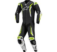 Alpinestars GP Tech V5 traje de cuero de motocicleta perforado de 1 pieza, Negro/blanco/neón amarillo, Talla 48