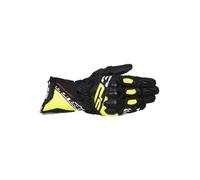 Alpinestars Guantes SP-3, cuero de primera calidad, flexibilidad y control mejorados, compatibles con pantalla táctil, S, negro/amarillo fluo/blanco