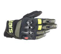 Alpinestars Halo Cuero Moto Guantes Bosque Negro Flo Amarillo