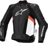 Alpinestars Missile V3 Airflow Chaqueta de cuero para moto perforada, Negro/Blanco/Rojo, Talla 56