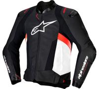 Alpinestars Missile V3 Chaqueta de cuero para moto, negro-blanco-rojo, tamaño 62 para Hombres