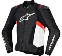 Alpinestars Missile V3 Chaqueta de cuero para moto, Negro/Blanco/Rojo, Talla 50