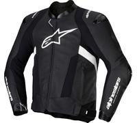 Alpinestars Missile V3 Chaqueta de cuero para moto, negro-blanco, tamaño 60 para Hombres
