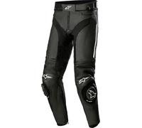 Alpinestars Missile V3 Pantalones de cuero para motocicleta, Negro/Blanco, Talla 58