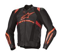 Alpinestars Motocicleta Moto Misil V3 Encendido Chaqueta de Cuero Negro Rojo ...