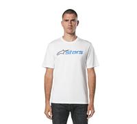 Alpinestars Original Logo tee Camiseta de Manga Corta Cuello Redondo, Blanco/Azul Marino/Azul, XXL para Hombre