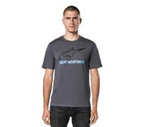 Alpinestars Original Logo tee Camiseta de Manga Corta Cuello Redondo, Carbón/Negro/Azul, M para Hombre