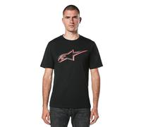 Alpinestars Original Logo tee Camiseta de Manga Corta Cuello Redondo, Negro/Rojo, XXL para Hombre