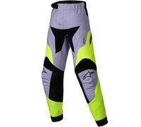 Alpinestars Racer Veil Pantalones de motocross para niños, gris-amarillo, tamaño XS