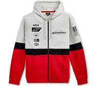 Alpinestars, Position Zip Hoodie, Sudadera con Cremallera Y Capucha, Plateado/Negro/Rojo, S, Hombre