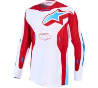 Alpinestars Racer Hunt Maillot de motocross, blanco/rojo/azul, Talla S