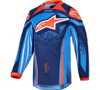 Alpinestars Racer Nomur Maillot de motocross para niños, Azul oscuro/naranja, Talla XXS
