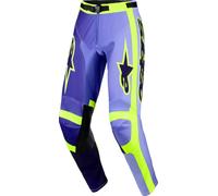 Alpinestars Racer Portl Pantalones de motocross, lila-amarillo, tamaño 30 para Hombres