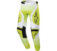 Alpinestars Racer Push Pantalones Juveniles de Motocross, blanco/amarillo, Talla 22