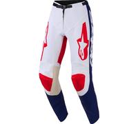 Alpinestars Racer Riway Pantalones de motocross, blanco/azul/rojo, Talla 34