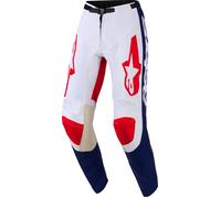 Alpinestars Racer Riway Pantalones de motocross, blanco-rojo-azul, tamaño 34 para Hombres