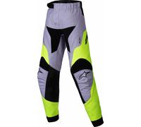 Alpinestars Racer Veil Pantalones de motocross para niños, gris/amarillo, Talla 18
