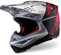 Alpinestars S-M10 Flood, casco de motocross M male Plata/Negro Mate/Rojo Neón