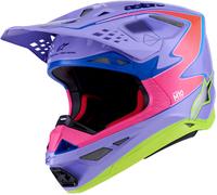 Alpinestars S-M10 Jett Lawrence R01, casco de motocross M female Lila/Fucsia/Naranja/Amarillo Neón