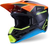 Alpinestars S-M3 Fray Casco de motocross, negro-azul-naranja, tamaño S para Hombres