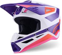 Alpinestars S-M3 Heat Casco de motocross, blanco-lila, tamaño 2XL para Hombres
