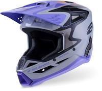 Alpinestars S-M3 Jettson Casco de motocross juvenil, negro-lila, tamaño S