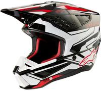 Alpinestars S-M5 Action 2 2024 Casco Motocross, Nero/Bianco/Rosso, S (55/56)