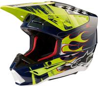 Alpinestars S-M5 Rash Casco de motocross, Azul/Amarillo, Talla L (59/60)