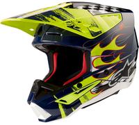 Alpinestars S-M5 Rash, casco de motocross XS male Azul Oscuro/Amarillo Neón/Blanco