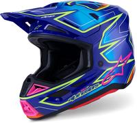 Alpinestars S-M7 Cast, casco de motocross XS female Azul/Fucsia/Amarillo Neón/Naranja