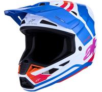 Alpinestars S-M7 Core Casco da Motocross, Bianco/BLU/Arancione, L (59/60)