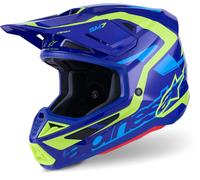 Alpinestars S-M7 Deed Casco de motocross, Azul/Amarillo, Talla L (59/60)