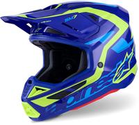 Alpinestars S-M7 Deed, casco de motocross S female Azul/Azul Claro/Amarillo Neón