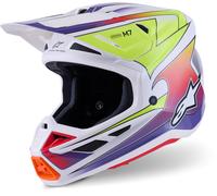 Alpinestars S-M7 Fuse Casco de motocross, blanco-multicolor, tamaño L para Hombres