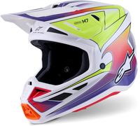 Alpinestars S-M7 Fuse, casco de motocross M female Blanco/Amarillo Neón/Lila/Naranja