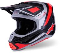 Alpinestars S-M7 Rise Casco de motocross, negro-rojo-plata, tamaño 2XL para Hombres