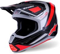 Alpinestars S-M7 Rise Casco de motocross, negro-rojo-plata, tamaño XL para Hombres