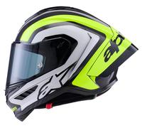 Alpinestars Supertech R10 Arius Carbon Casco, Negro/blanco/neón amarillo, Talla S (55/56)