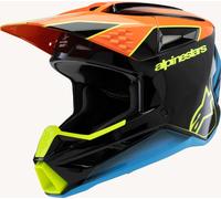 Alpinestars SM3 Fray Casco de motocross juvenil, negro-azul-amarillo, tamaño M