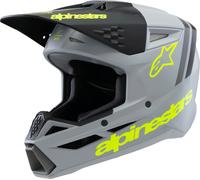 Alpinestars SM3 Radium Casco de motocross juvenil, Mate gris/amarillo, Talla Y/M (50/51)