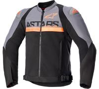 Alpinestars SMX Air Chaqueta textil de motocicleta perforada, negro-gris-naranja, tamaño S para Hombres