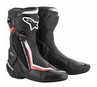 Alpinestars SMX Plus V2 Botas Rojas Fluo, Motociclista Hombre, Negro Blanco Rojo, 40 EU