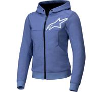 Alpinestars Stella Chrome V2 Sport Sudadera con capucha y cremallera para motocicleta para mujer, azul, tamaño M