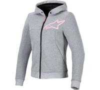Alpinestars Stella Chrome V2 Sport Sudadera con capucha y cremallera para motocicleta para mujer, gris, tamaño 2XL