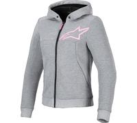 Alpinestars Stella Chrome V2 Sport Sudadera con capucha y cremallera para motocicleta para mujer, gris, tamaño XS