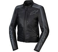 Alpinestars Stella Dyno Chaqueta de cuero de moto para mujer, negro-gris, tamaño XS