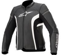 Alpinestars Stella Kira V2 Chaqueta de cuero de motocicleta para damas, negro-blanco, tamaño 38 para Mujer