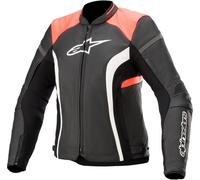 Alpinestars Stella Kira V2 Chaqueta de cuero de motocicleta para damas, negro-naranja, tamaño 48 para Mujer